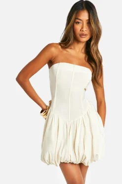 Smock Dresses*boohoo Drop Waist Puffball Mini Dress stone
