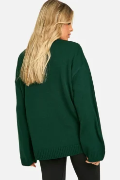 Jumpers|Dsgn Studio*boohoo DSGN Crew Neck Knitted Jumper bottle green