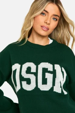 Jumpers|Dsgn Studio*boohoo DSGN Crew Neck Knitted Jumper bottle green