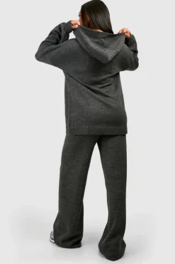 Knitted Co-Ords|Dsgn Studio*boohoo Dsgn Oversized Hoody And Wide Leg Trouser Tracksuit charcoal