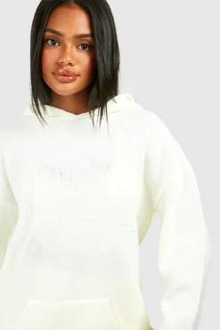 Knitted Co-Ords|Up To 80% Off Winter Warmers*boohoo Dsgn Reverse Stitch Oversized Hoody And Jogger Set ecru