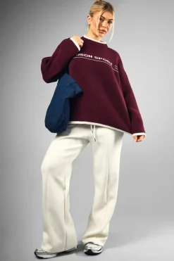 Oversized Jumpers|Jumpers*boohoo DSGN Sport Oversized Crew Neck Knitted Jumper burgundy