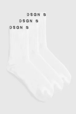 Tights & Socks|Tights & Socks*boohoo Dsgn Studio 3 Pack Sports Socks white