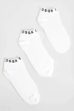 Tights & Socks|Tights & Socks*boohoo Dsgn Studio 3 Pack Trainer Socks white
