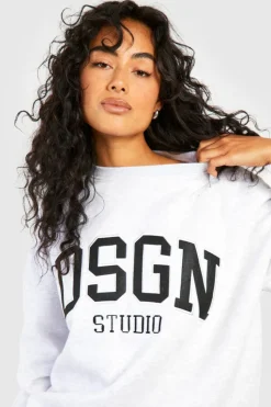 Sweatshirts|Hoodies & Sweatshirts*boohoo Dsgn Studio Applique Oversized Sweatshirt ash grey