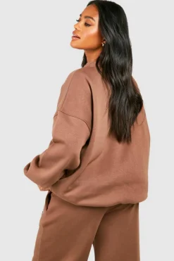 Sweatshirts|Dsgn Studio*boohoo Dsgn Studio Applique Oversized Sweatshirt mocha