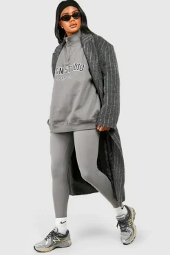Sweatshirts|Dsgn Studio*boohoo Dsgn Studio Applique Oversized Half Zip Sweatshirt light grey
