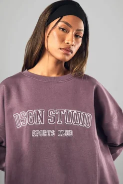 Sweatshirts|Dsgn Studio*boohoo Dsgn Studio Applique Oversized Sweatshirt grape