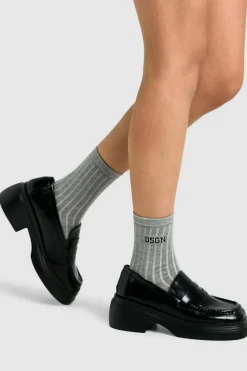 Tights & Socks|Tights & Socks*boohoo DSGN Studio Embroidered Crew Socks grey