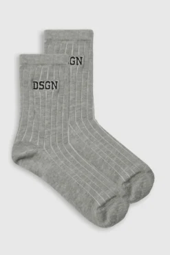 Tights & Socks|Tights & Socks*boohoo DSGN Studio Embroidered Crew Socks grey