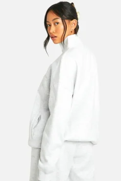 Sweatshirts|Boohoo Basics*boohoo Dsgn Studio Embroidered Half Zip Oversized Sweatshirt ash grey