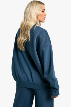 Sweatshirts|Dsgn Studio*boohoo Dsgn Studio Embroidered Half Zip Oversized Sweatshirt petrol