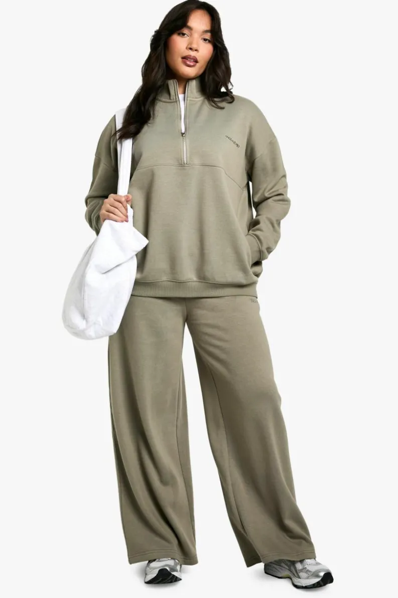 Sweatshirts|Dsgn Studio*boohoo Dsgn Studio Embroidered Half Zip Oversized Sweatshirt khaki