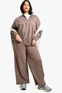 Sweatshirts|Dsgn Studio*boohoo Dsgn Studio Embroidered Half Zip Oversized Sweatshirt mocha