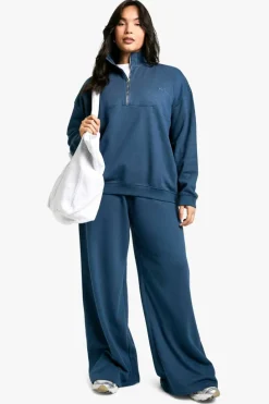Sweatshirts|Dsgn Studio*boohoo Dsgn Studio Embroidered Half Zip Oversized Sweatshirt petrol
