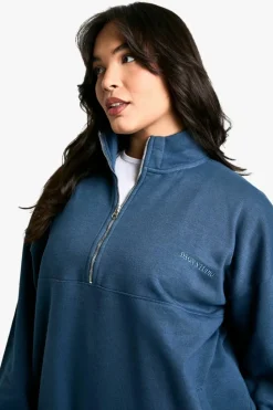 Sweatshirts|Dsgn Studio*boohoo Dsgn Studio Embroidered Half Zip Oversized Sweatshirt petrol
