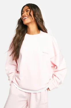 Sweatshirts|Boohoo Basics*boohoo Dsgn Studio Embroidered Oversized Sweatshirt light pink