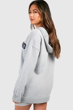 Knitted Co-Ords*boohoo Dsgn Studio Oversized Hoody And Mini Skirt Knitted Set grey