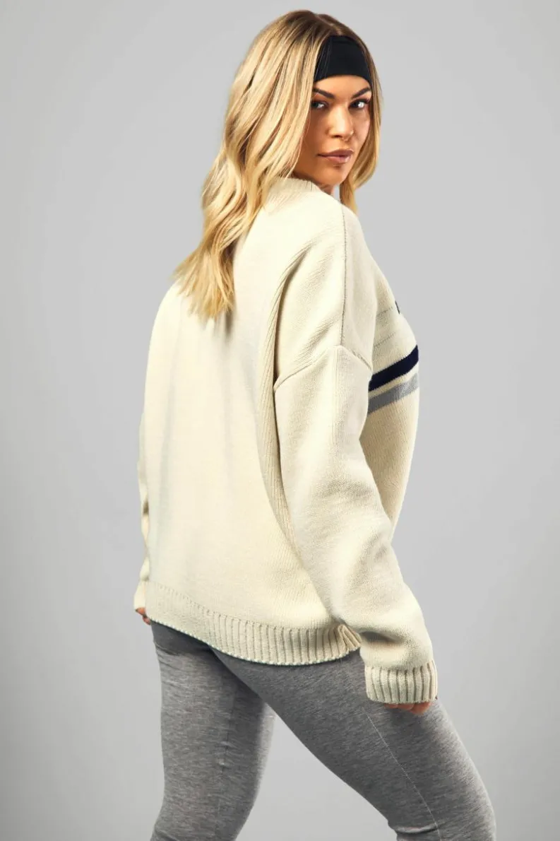 Oversized Jumpers|Jumpers*boohoo DSGN Studio Oversized V Neck Knitted Jumper cream
