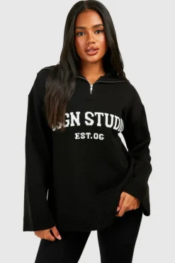 Oversized Jumpers|Jumpers*boohoo Dsgn Studio Oversized Zip Neck Jumper black
