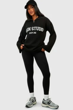 Oversized Jumpers|Jumpers*boohoo Dsgn Studio Oversized Zip Neck Jumper black