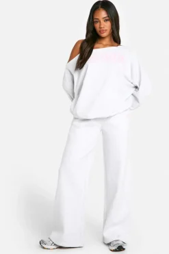 Sweatshirts|Dsgn Studio*boohoo Dsgn Studio Slogan Off The Shoulder Sweatshirt ash grey