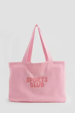 Handbags|Tote Bags*boohoo Dsgn Studio Sports Club Slogan Tote Bag baby pink