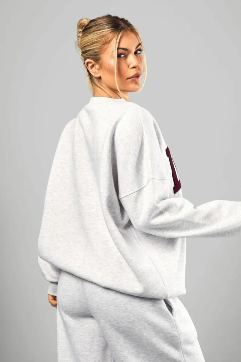 Sweatshirts*boohoo Dsgn Studio Towelling Applique Oversized Crew Neck Sweatshirt ash grey