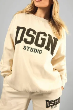 Sweatshirts|Dsgn Studio*boohoo Dsgn Studio Towelling Applique Oversized Sweatshirt stone