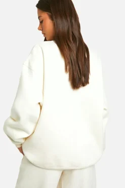 Sweatshirts|Dsgn Studio*boohoo Dsgn Toweling Applique Oversized Sweatshirt cream