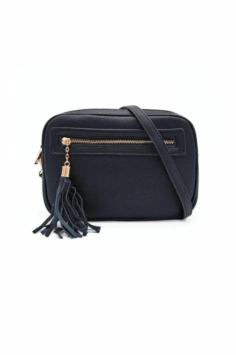 Handbags|Cross-Body Bags*Kitise Dual Zipper Tassel Charm Crossbody Camera Bag Black