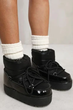 Chunky Boots|Ankle Boots*Where's That From Eden' Puffer Quilted Ankle Boot With Chunky Soles Black