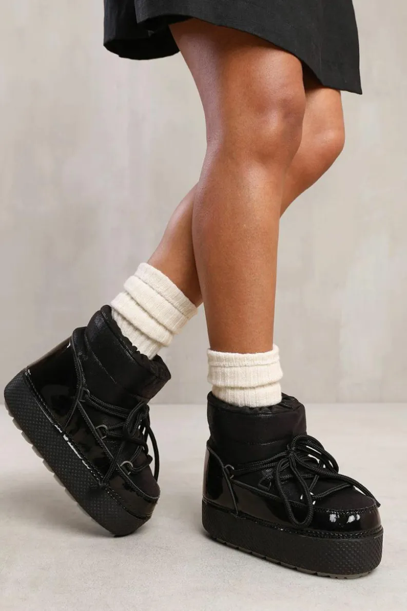 Chunky Boots|Ankle Boots*Where's That From Eden' Puffer Quilted Ankle Boot With Chunky Soles Black