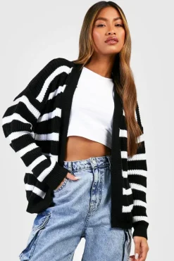 Cardigans|Jumpers & Cardigans*boohoo Edge To Edge Stripe Cardigan black
