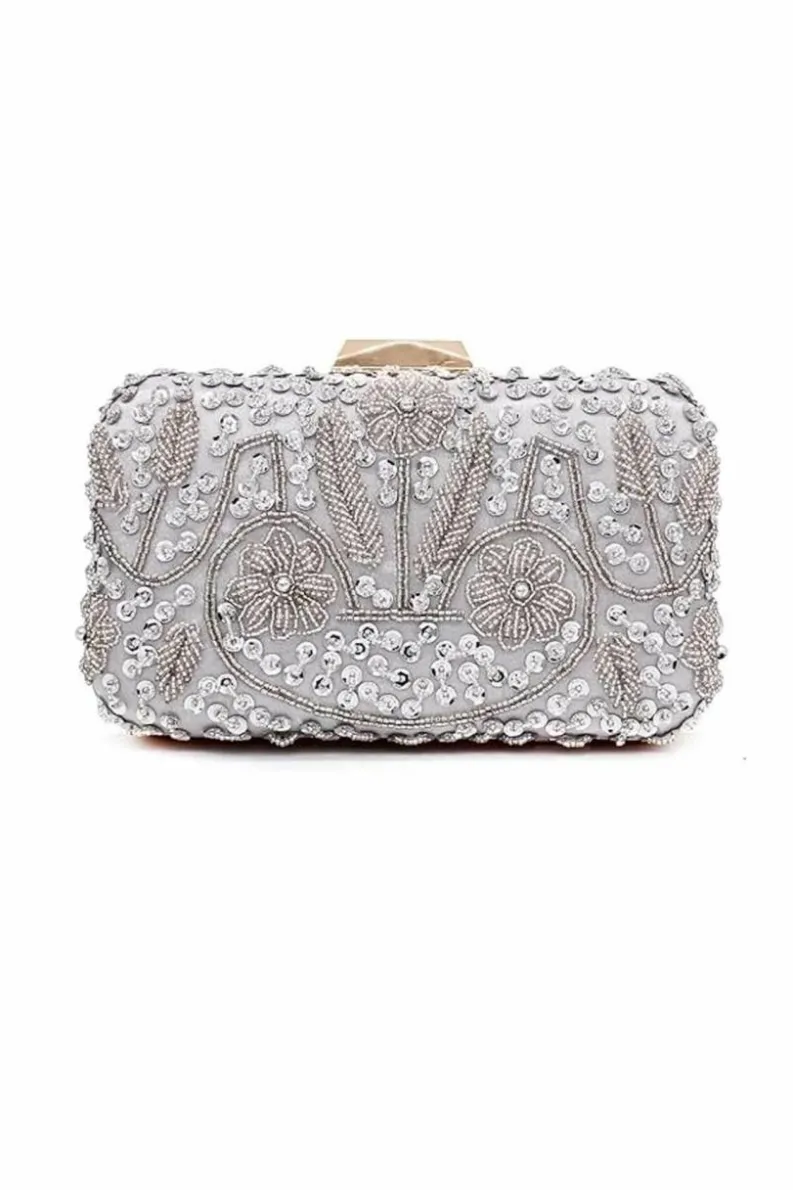Clutch Bags*Kitise Elegant Embroidered Evening clutch Clutch Bag Silver