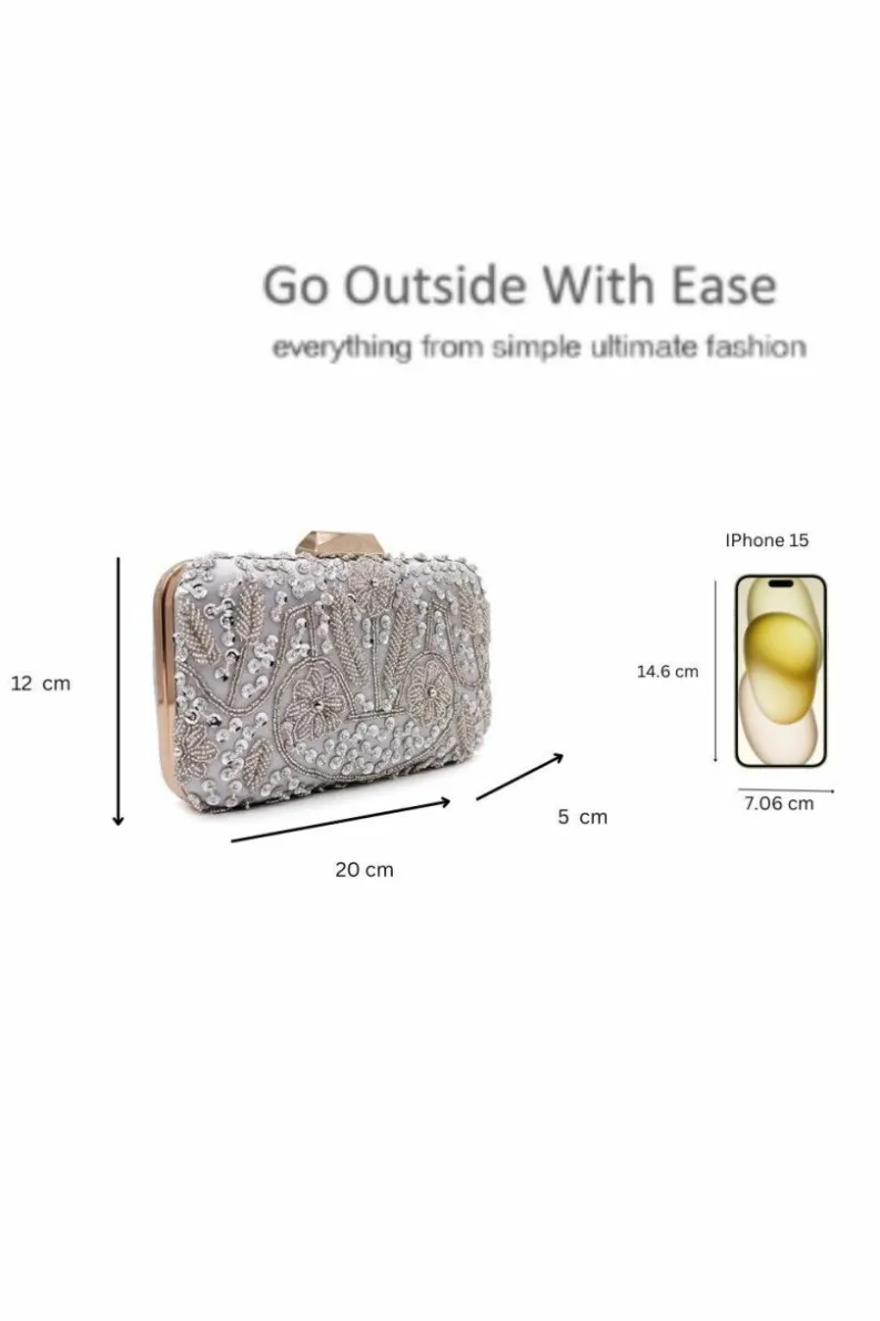 Clutch Bags*Kitise Elegant Embroidered Evening clutch Clutch Bag Silver