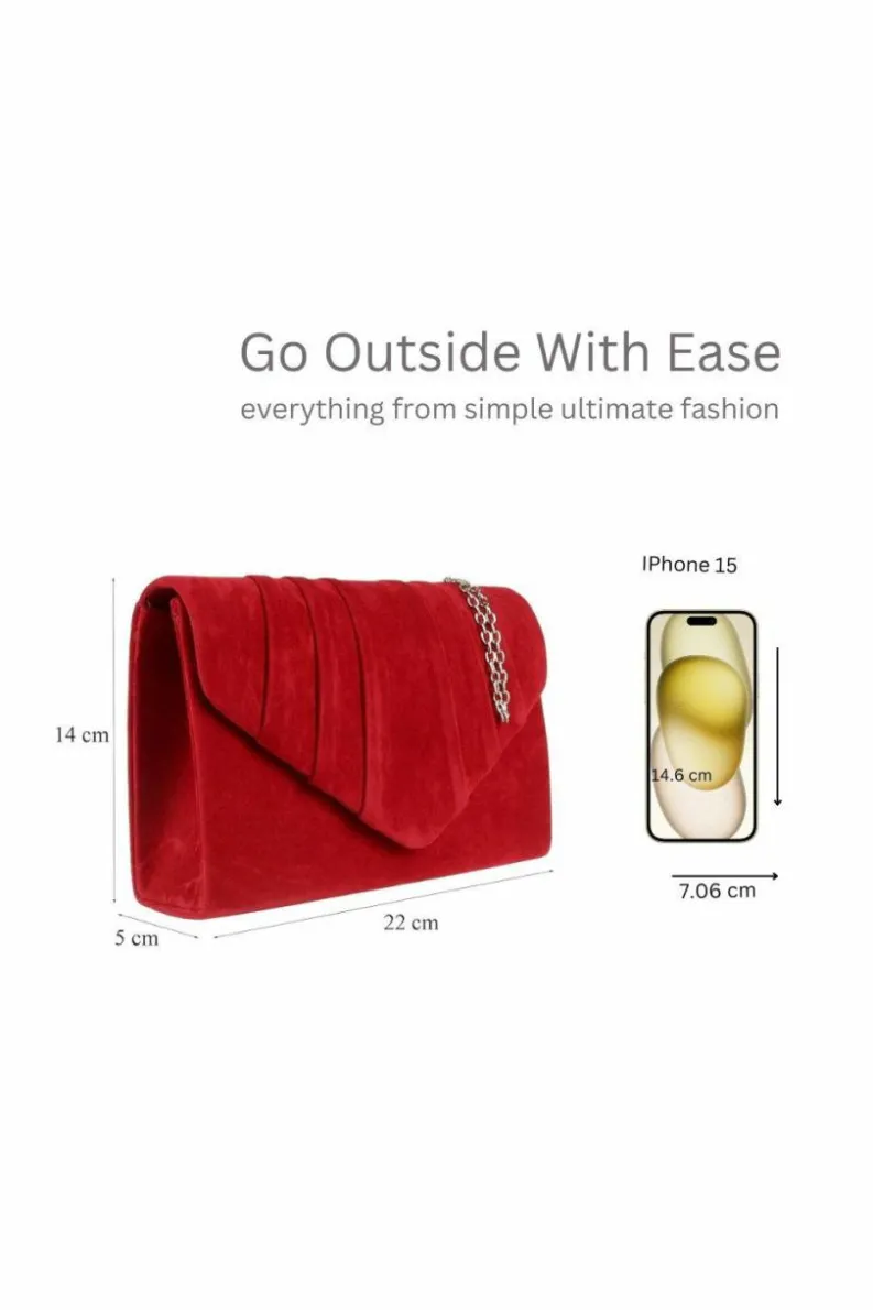 Handbags|Clutch Bags*Kitise Elegant Faux Suede Pleated V Shape Evening Clutch Bag Black