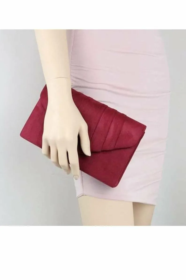 Handbags|Clutch Bags*Kitise Elegant Faux Suede Pleated V Shape Evening Clutch Bag Black