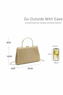 Handbags|Clutch Bags*Kitise Elegant Pleated Clutch Evening Bag With Handle Black