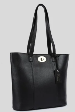 Shoulder Bags|Handbags*Ashwood Leather Elegante Firenze' Real Leather Tote Bag Black
