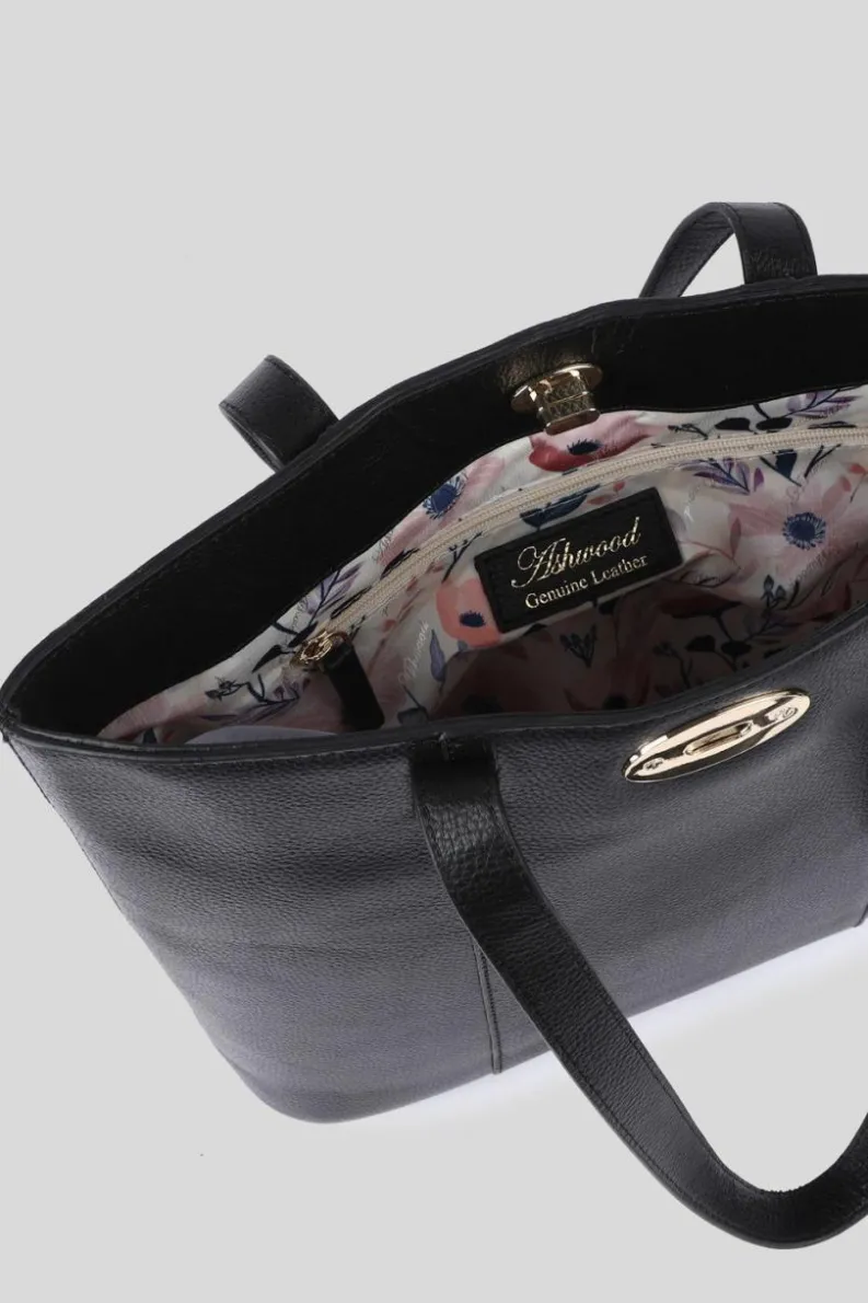 Shoulder Bags|Handbags*Ashwood Leather Elegante Firenze' Real Leather Tote Bag Black