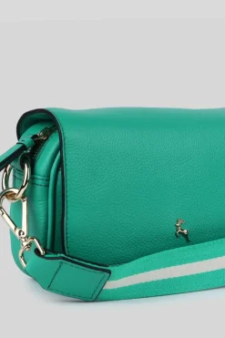 Cross-Body Bags|Handbags*Ashwood Leather Eleganza Milano' Real Leather Flapover Crossbody Bag Green