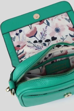 Cross-Body Bags|Handbags*Ashwood Leather Eleganza Milano' Real Leather Flapover Crossbody Bag Green