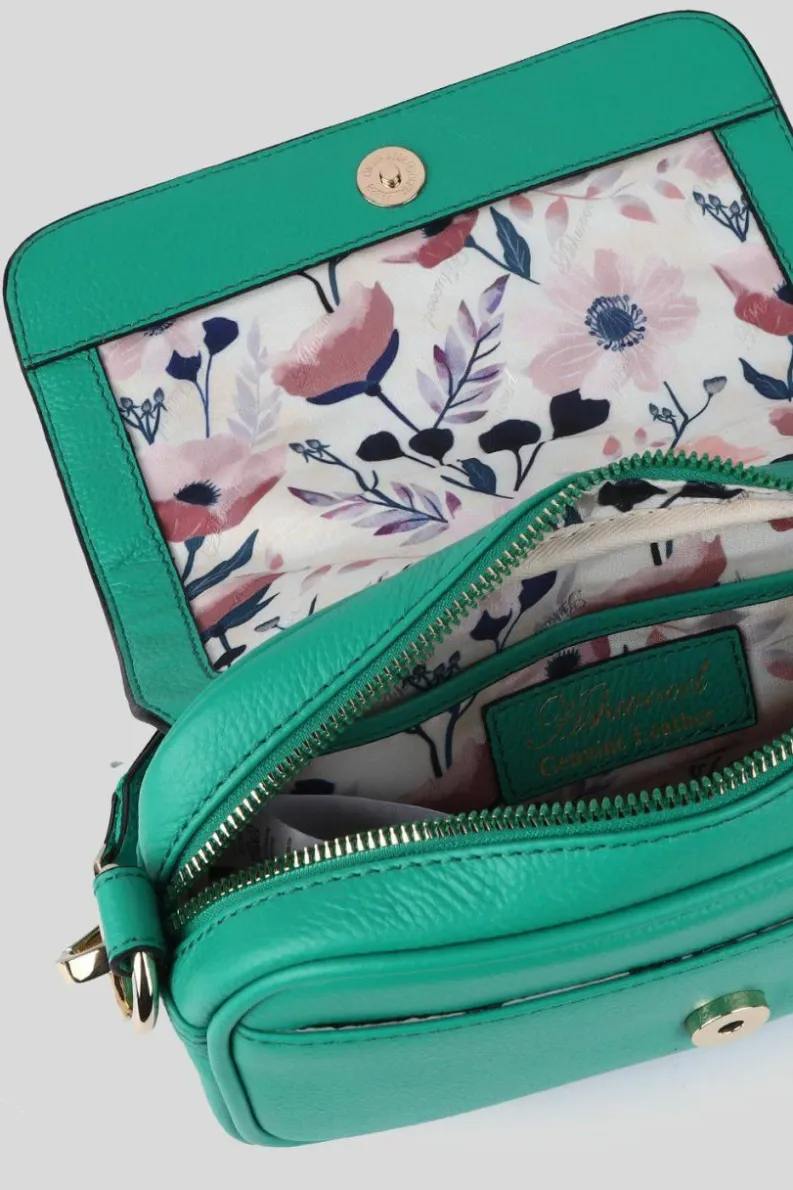 Cross-Body Bags|Handbags*Ashwood Leather Eleganza Milano' Real Leather Flapover Crossbody Bag Green