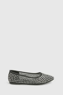 Ballet Flats|Flats*boohoo Embellished Ballet Flats black
