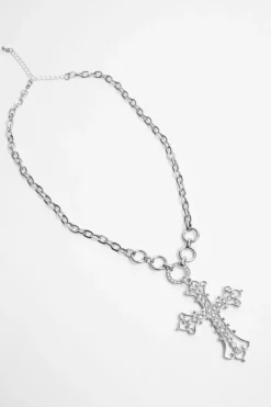 Necklaces*NastyGal Embellished Cross Necklace silver