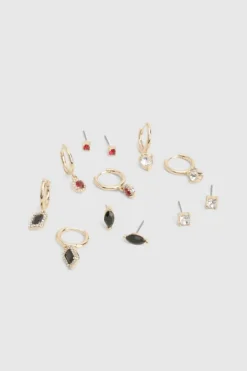 Earrings*boohoo Embellished Earring 6 Pack gold