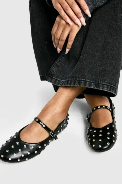Ballet Flats|Flats*boohoo Embellished Mary Jane Ballet Flats black