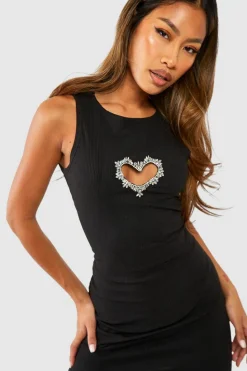Bodycon Dresses|Mini Dresses*boohoo Embellished Rib Mini Dress black