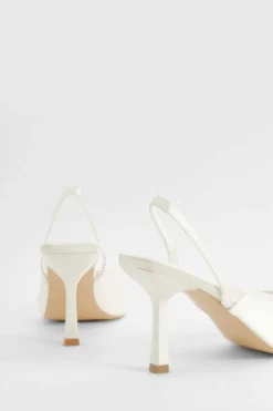 Heels*boohoo Embellished Satin Slingback Court Shoes white